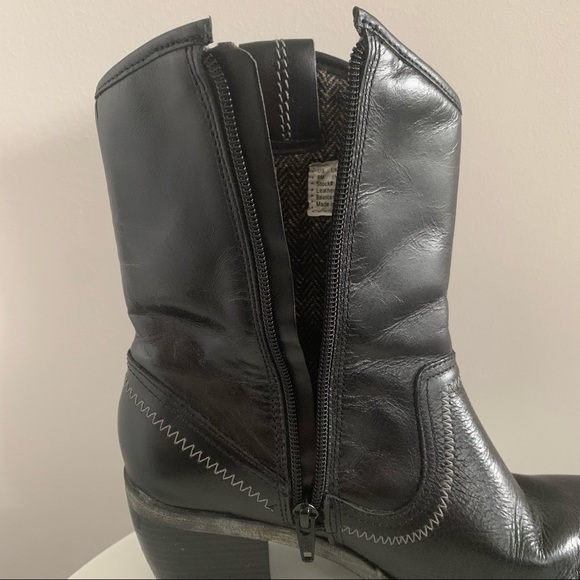 Hush Puppies Rustique West - Black Leather Mid Calf Boots with Heel - Size 8M - Picture 7 of 15